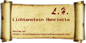 Lichtenstein Henrietta névjegykártya